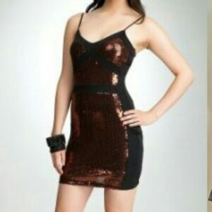 bebe Black and Brown Sequin Mini Dress